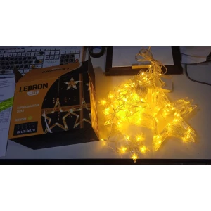 Изображение товара -  LED гірлянда LEBRON Штора 3*0,7 м, зірка 138LED жовта, IP20 15-18-91