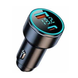 Зображення товара - Автомобільний зарядний пристрій (New) USB/Tipe-C (12 / 24V - 5V 3A) чорний з підсвічуванням