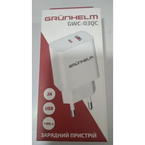 Изображение товара -  Блок живлення - GWC-03QC, 20W 1USB (5V3А) білий (GRUNHELM)