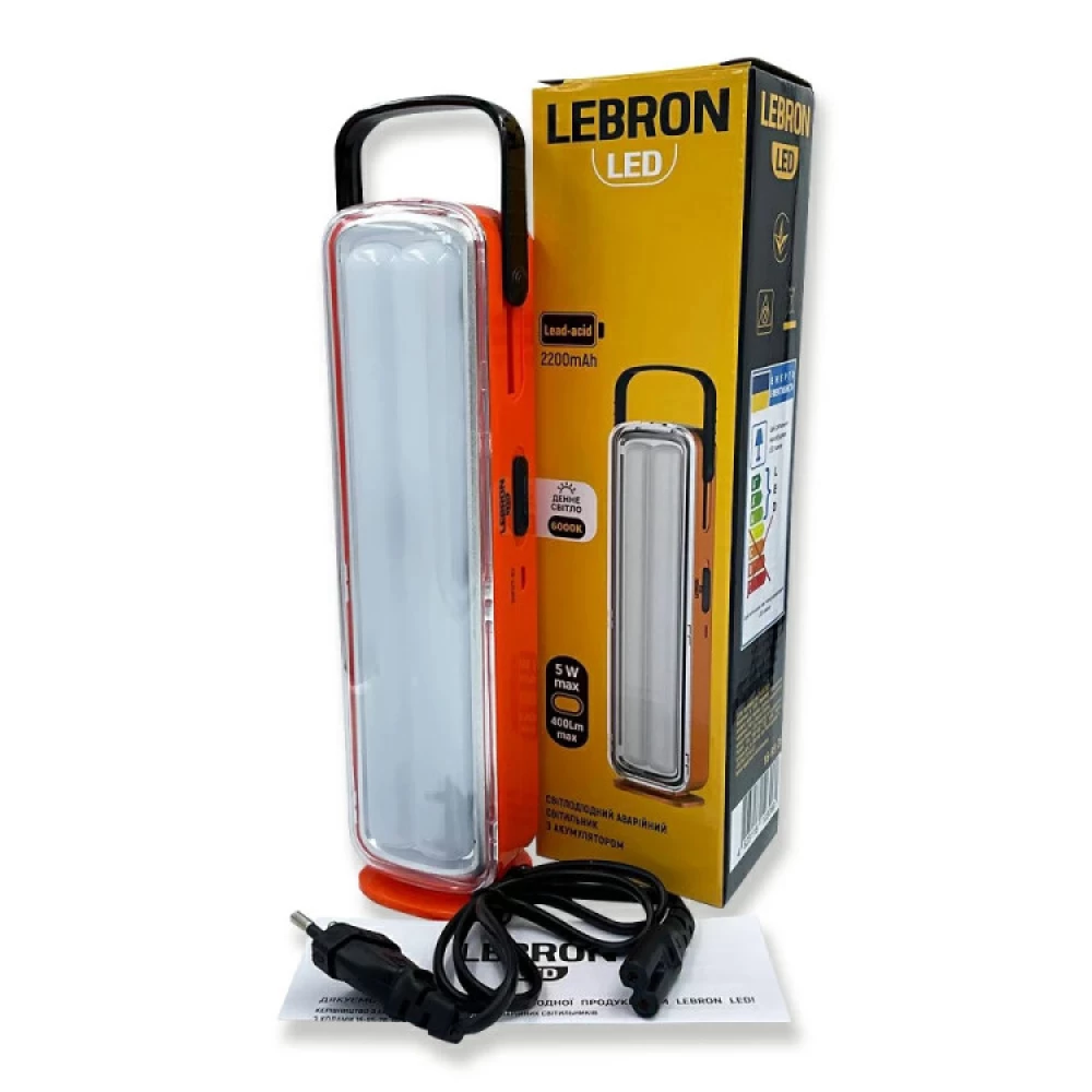Світильник Led аварійний акум. Lebron L-EL-538, 5w 2200mAh 16-95-26