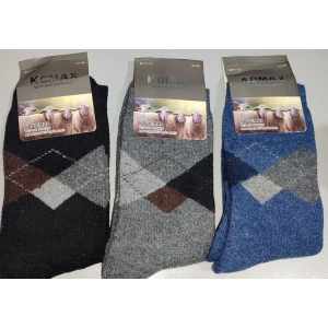 Изображение товара - Шкарпетки чоловічі кашемір “KOMAX“ Ромб Антибак (махра) асорті , уп.-12пар 8011-13, 42-48роз