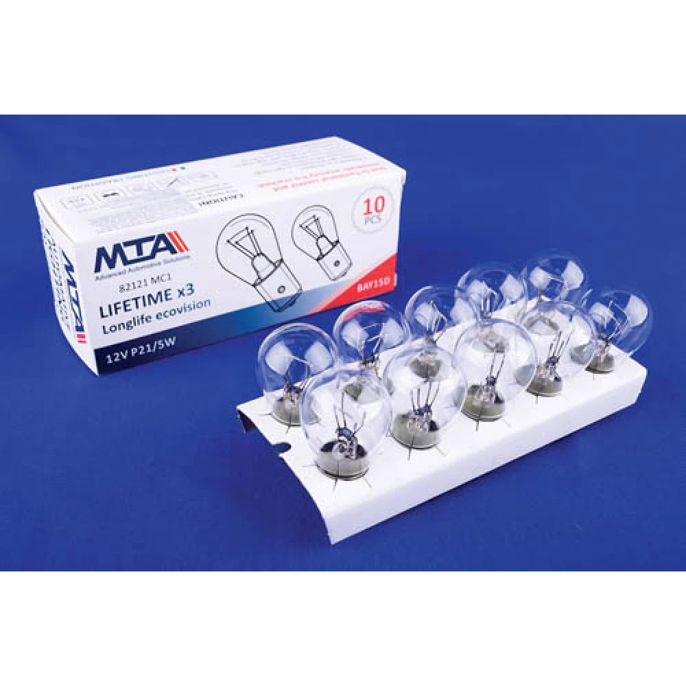 12V P21/5W BAY15D 2 contact картон (10 шт.)  (MTA) (паков — 10 шт.)