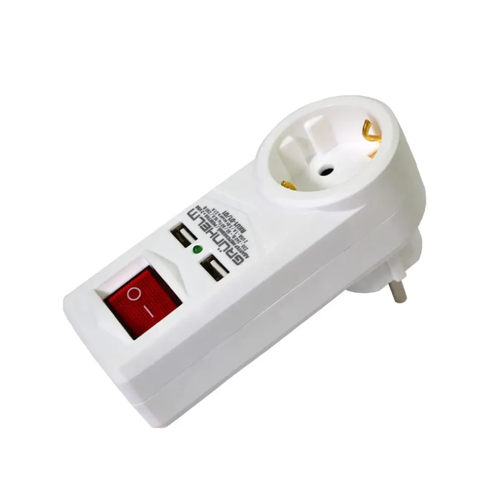 Адаптер мережжевий RKU1-01/01 Розетка +2 USB