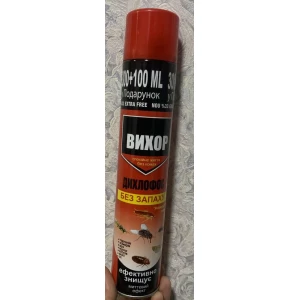 Изображение товара -  Дихлофос універсальний “Вихор“ без запаха ЧЕРВОНИЙ 300+100мл (12шт/48ящ)