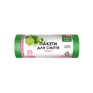 Изображение товара -  Пакети для сміття «МІЦНІ», 35 л, 100 шт. (зелений). “Sweet Home“