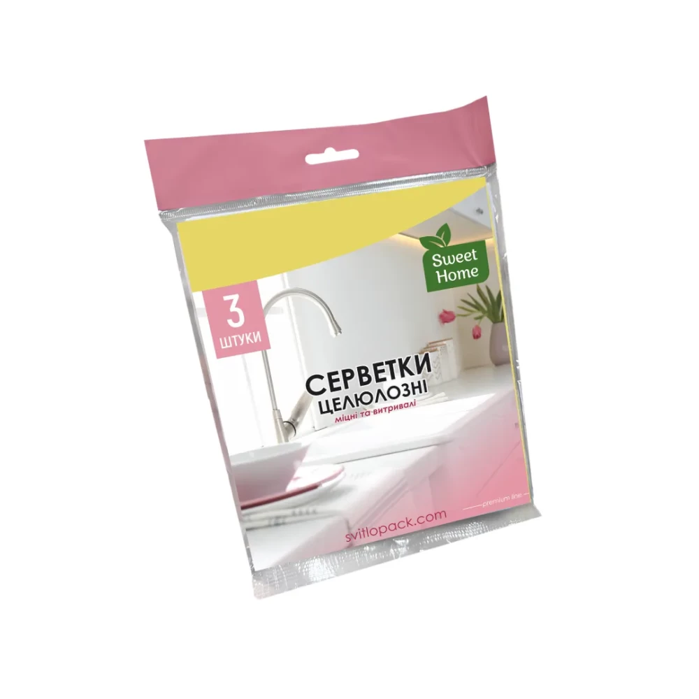 Серветки целюлозні, 3 шт. “Sweet Home“