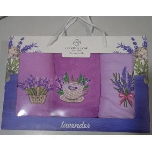 Изображение товара -  Набір рушників 3шт Мікрофібра 25*50, Colorful home Лаванда
