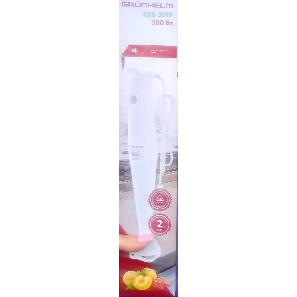 Блендер занурювальний GRUNHELM EBS-301P, 300Вт, 1 швид., пластикова насадка