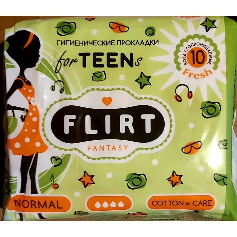 FantasyFLIRT прокл д/крит днів teen fresh - cotton&care - 4 краплі, 240 мм, уп=10шт