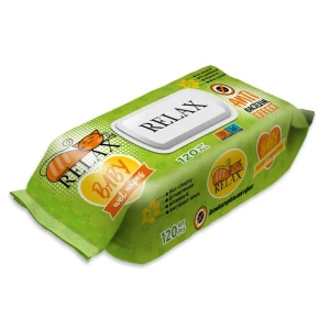 Изображение товара -  Волога серветка “Relax“ 120л. Антибактеріальні. ящ.12шт.