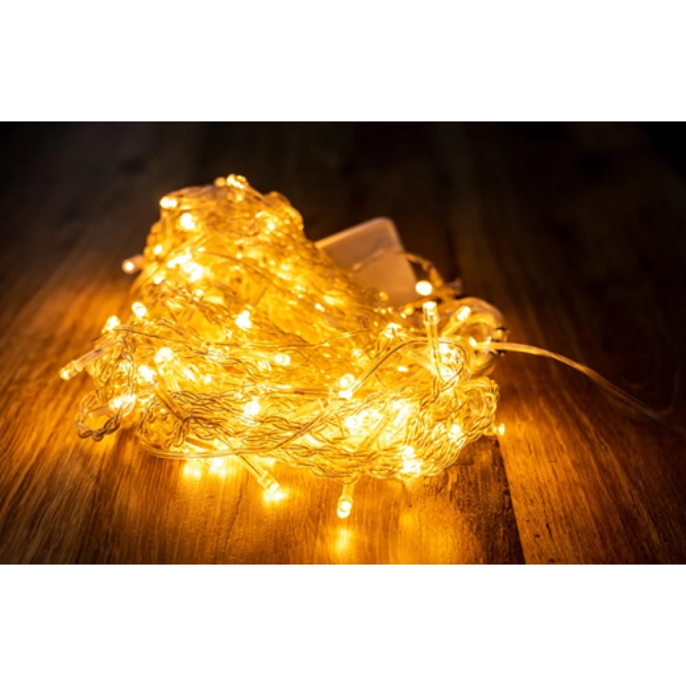 LED гірлянда LEBRON лінійна 10м,100LED жовта, IP20 прозорий кабель 15-18-23