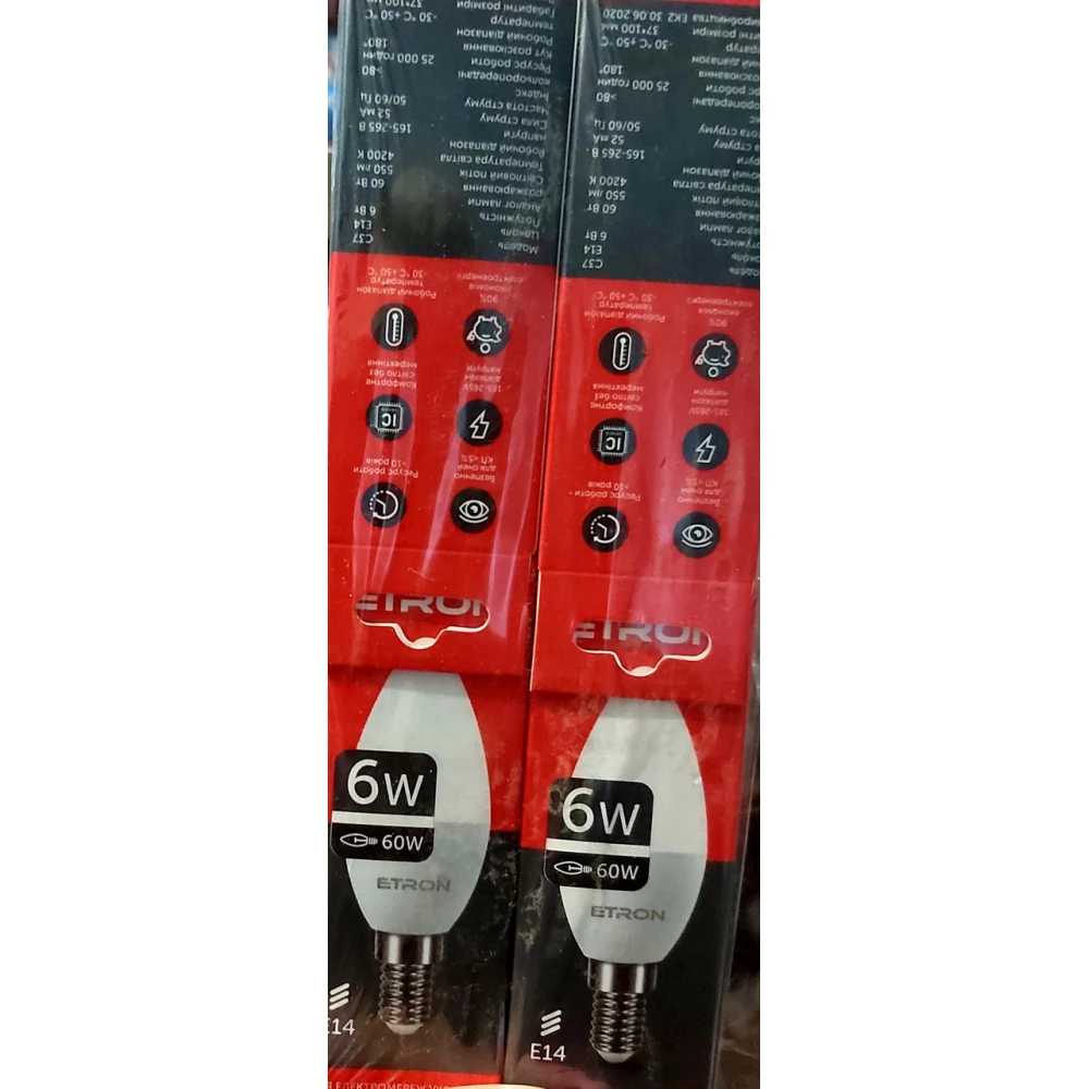 Лампа світлодіодна ETRON C37 6W 4200K E14 1-ELP-028