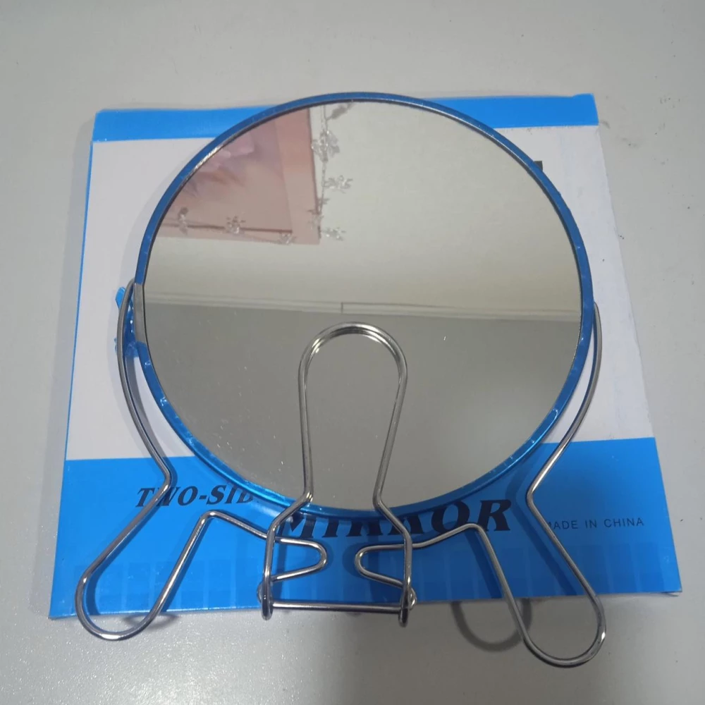 Дзеркало двостороннє коло метал 6-ка 14,5 см(12уп)