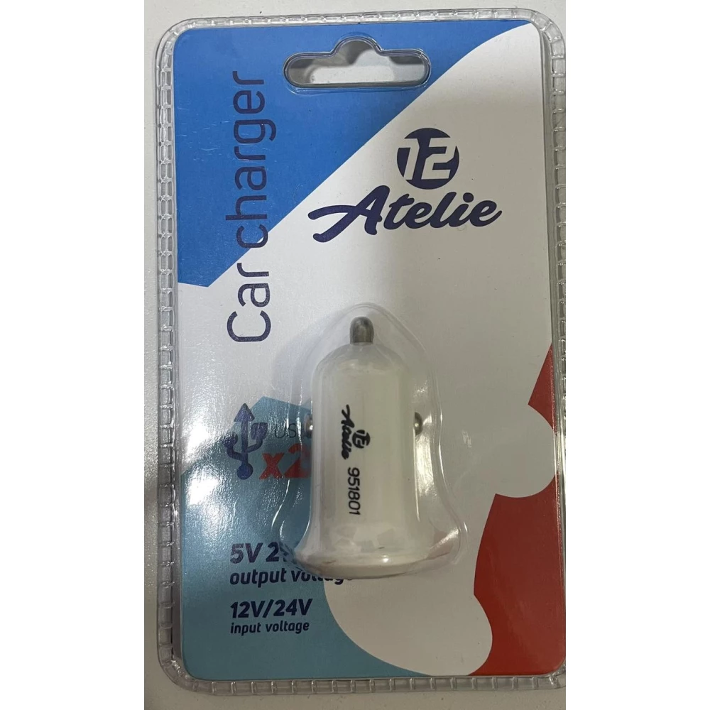 Автомобілиний зарядний пристрій для телефону Компакт 2USB(12/24V-5V 2.1A 12ATELIE