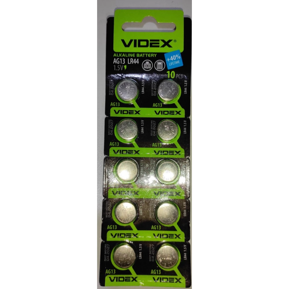 Батарейка VIDEX AG13 (LR-44) blister Alkaline Таблетка, Блістер-10шт.